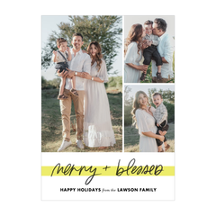merry & blessed highlighter holiday card