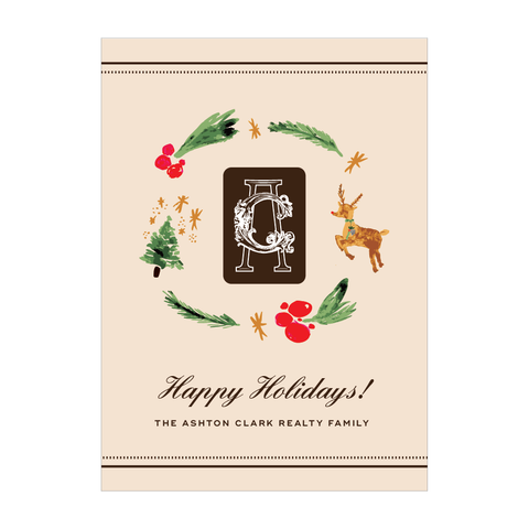 vintage reindeer non-photo holiday card