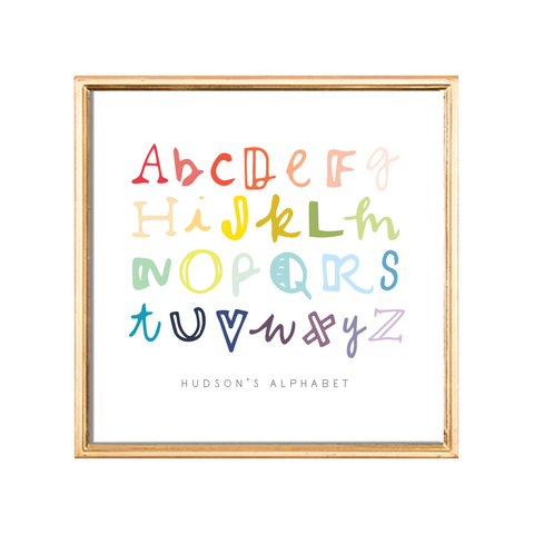 handlettered alphabet custom kids art print