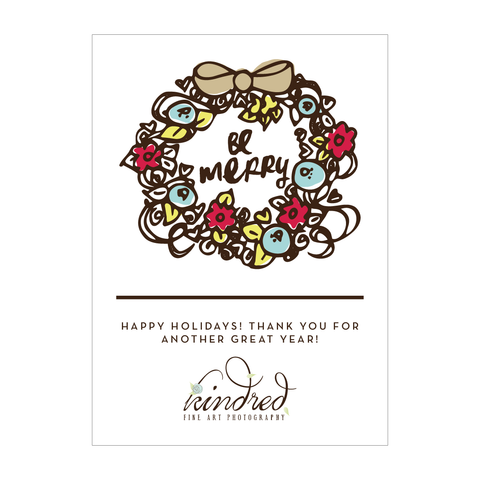 Be Merry Wreath Holiday Card