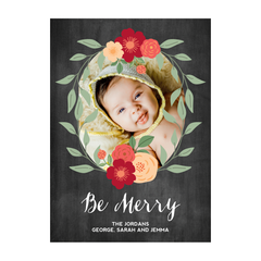 Chalkboard Floral Holiday Photo Card