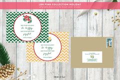 Joyful Chevron Holiday Card - Pink Collection